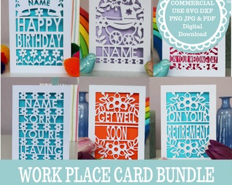 COMMERCIAL USE BUNDLE Work Place Cards Papercut Templates for all office occasions, cards for colleagues