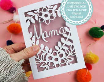 Mother's Day Card SVG for Cricut Or Laser Cutting, Commercial Use Papercut Card Template