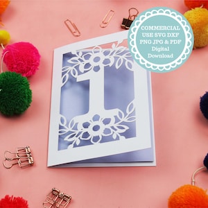 1st Birthday Card SVG For Cricut or Laser Cutting