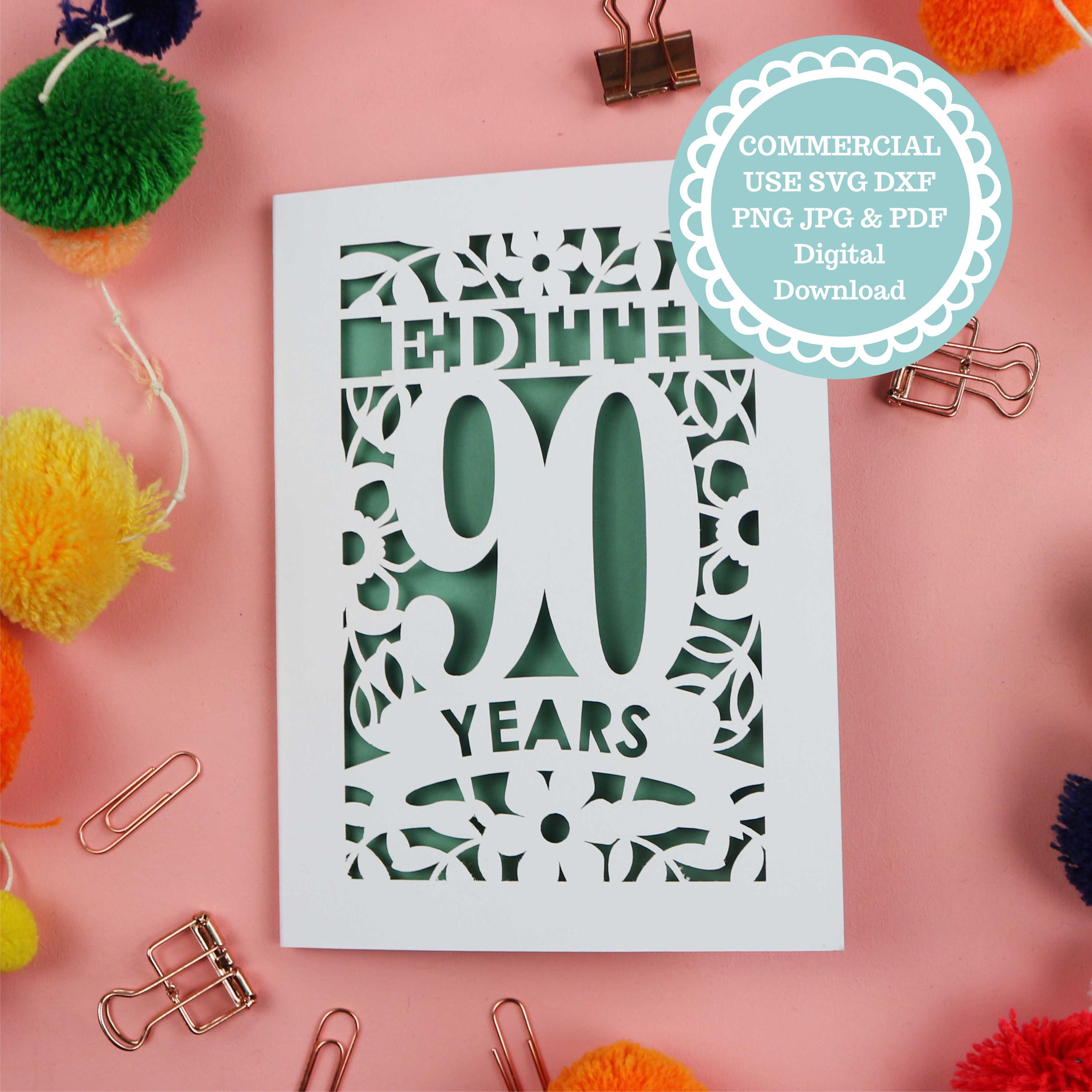 90th Birthday Card SVG for Cricut Insert Card - Etsy