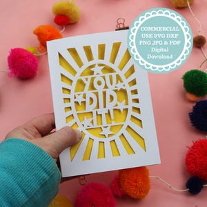 You Did It Graduation Insert Card SVG Template, File for Cricut, Digital Download