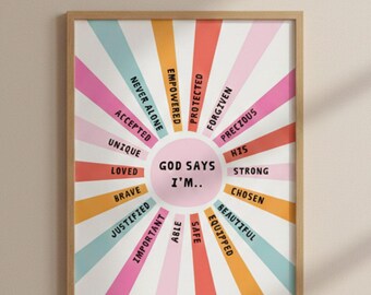 Afirmaciones bíblicas para niños, regalo de bautizo, decoración de habitación de bebé