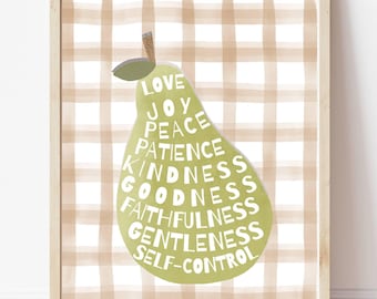 Impresión del Fruto del Espíritu - Gálatas 5:22, Decoración cristiana para habitación infantil, Arte mural cristiano imprimible