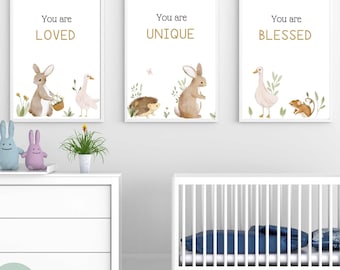 Láminas cristianas para guardería, arte mural con versículos bíblicos (descarga digital)