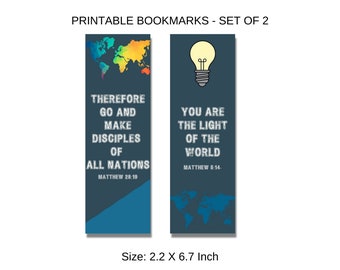 Marcadores cristianos, juego de 2, regalo misionero (imprimibles)