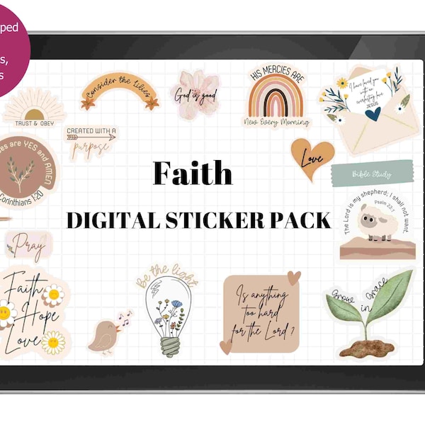 Christian Digital Sticker für Goodnotes Planner Sticker Precropped Digital Sticker, PNG Notablity, Glaube Sticker, Bibel Journaling