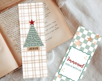 Marcapáginas cristianos imprimibles: Marcapáginas con versículos bíblicos navideños, juego de 4, estudio bíblico