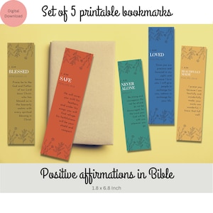 Printable Bookmarks Bible Set of 5 printable book marks Positive Affirmations bible verse bookmarks Men Women BookLover Bookmark Printable
