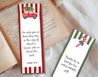 Set de marcapáginas bíblicos / Marcapáginas navideños imprimibles con versículos bíblicos / Accesorios para el estudio de las Escrituras / Regalo de fe