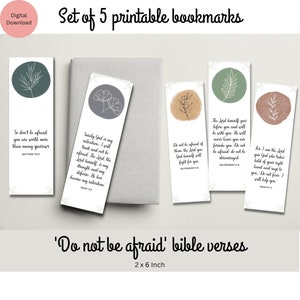 PRINTABLE Bible Verse Bookmark SET of 5 Boho BookMarks Scripture Bookmarks digital