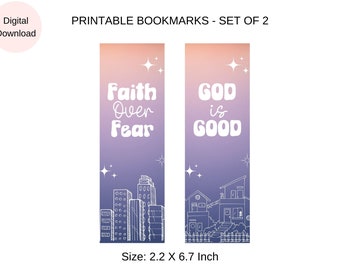 Marcadores cristianos, Dios es bueno, la fe supera el miedo (juego imprimible de 2)