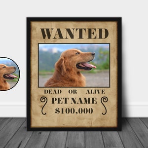 Custom Wanted Pet Poster, Custom Pet in wanted poster, Your Dog in Pirate Poster, Cat Cowboy Print, Gift for pet lover