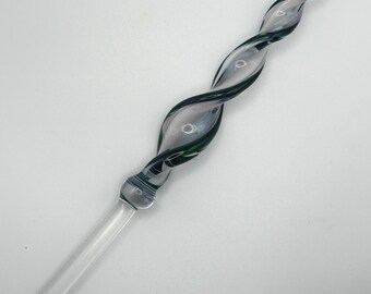 Handblown Ribbon Twist Glass Plant Wand for Climbing Plants