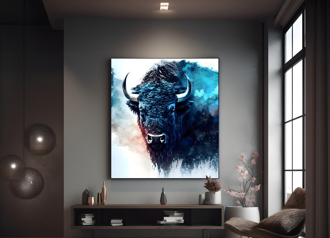 Vibrant Buffalo Canvas Gallary Wrap Bison Print Etsy France