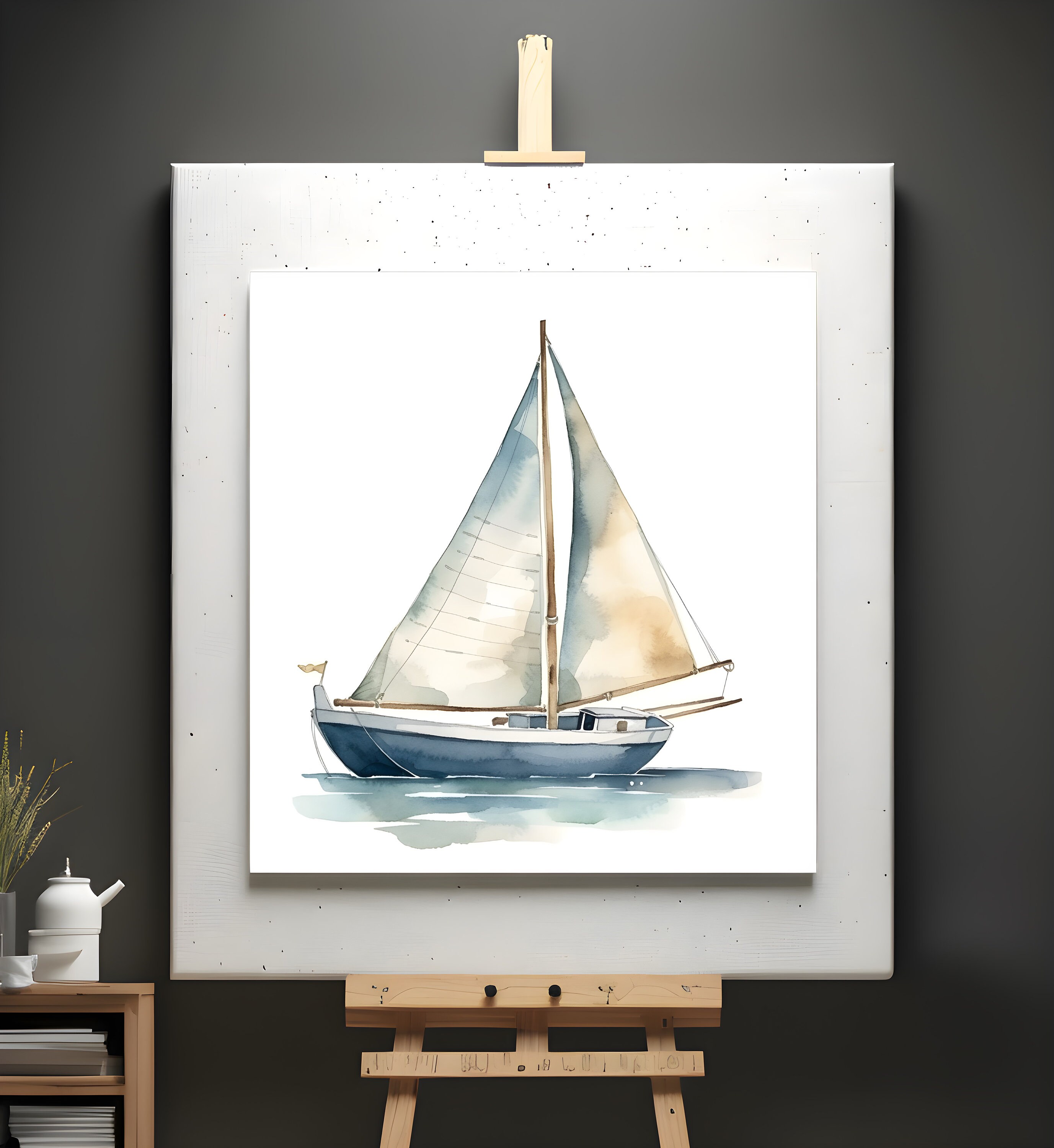 Watercolor Sailboat Art Prints Set of 6 Teal Printable - Etsy