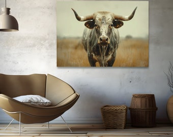 Longhorn Bull - Large Canvas Gallery Print - Sizes up to 40x60 inch