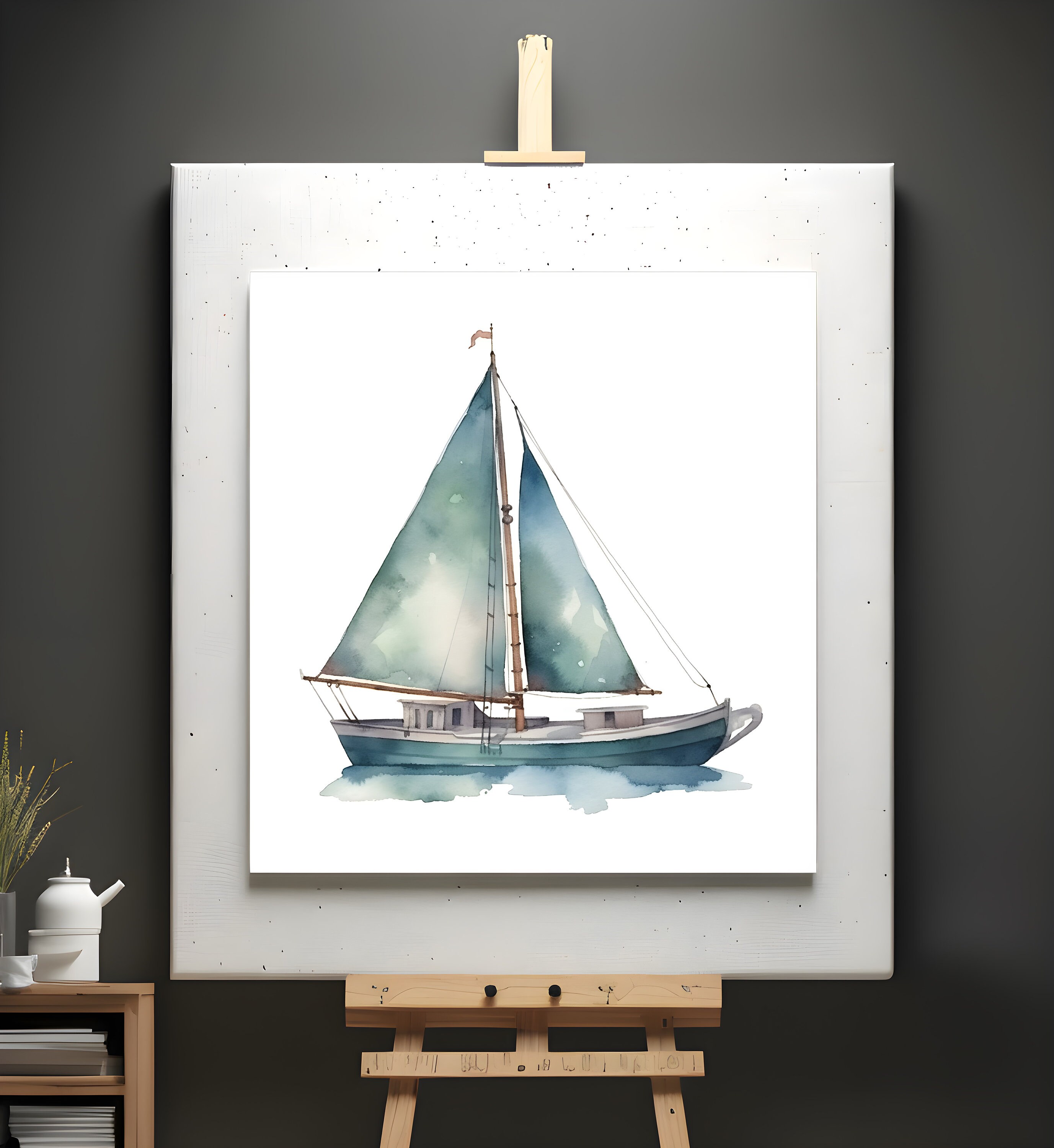 Watercolor Sailboat Art Prints Set of 6 Teal Printable - Etsy