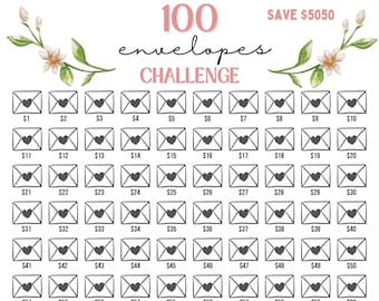 100 Envelope Challenge | Savings Challenge Printable | Saving Challenge | Saving Challenge Envelopes | Money Saving Challenge | 5000 Savings
