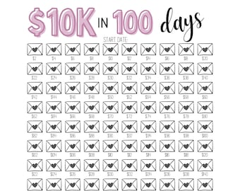 10K Savings Challenge Rastreador de ahorro imprimible Plantilla editable Hoja de trabajo del desafío de ahorro de dinero Descarga instantánea personalizable Canva