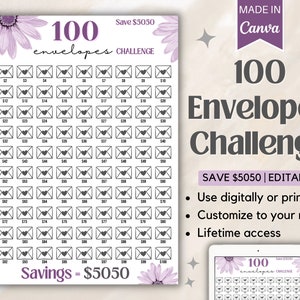 100 Envelope Challenge | Savings Challenge Printable | Saving Challenge | Saving Challenge Envelopes | Money Saving Challenge | 5000 Savings