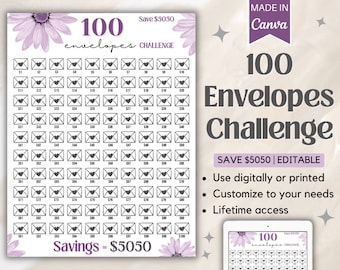 100 Envelope Challenge | Savings Challenge Printable | Saving Challenge | Saving Challenge Envelopes | Money Saving Challenge | 5000 Savings