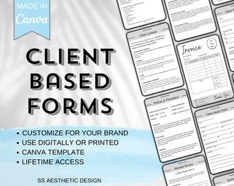 Client Based Business Forms | Virtual Assistant Templates | Client Intake Form | Client Contract | Business Forms for Clients | Canva