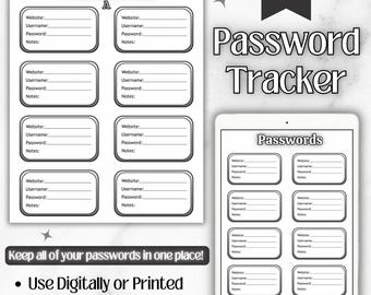 Password Tracker | Password Tracker Template | Password Organizer | Password Book | Digital Password Tracker | Password Sheet