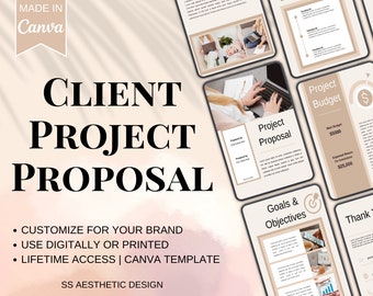 Project Proposal Template | Project Management | Virtual Assistant | Social Media Manager | Coaching | New Client Project Plan | Canva