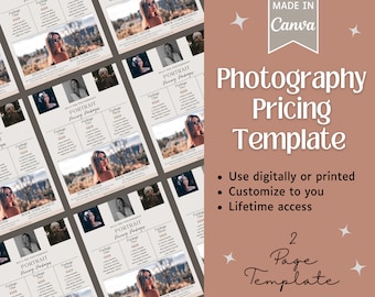 Mall för fotograferingsprissättning | Mall för prislistor för fotografer | Broschyrmall | Mall för fotograferingsprissättning Canva | Prisguide