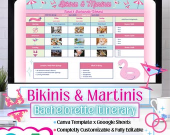 Bikinis And Martinis Bachelorette Itinerary | Bachelorette Itinerary Template | Bachelorette Itinerary | Girls Trip Itinerary | Bachelorette