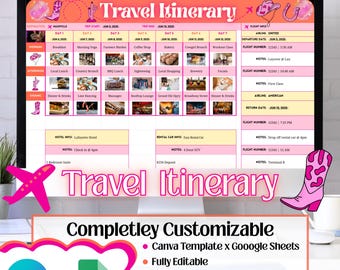 Girls Trip Itinerary | Travel Itinerary | Travel Itinerary Template | Digital Travel Itinerary | Vacation Itinerary | Trip Itinerary
