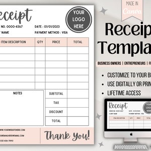 Invoice Template | Receipt Template Canva | Order Form Template | Small Business Printable Receipt Template Customizable | Business Form