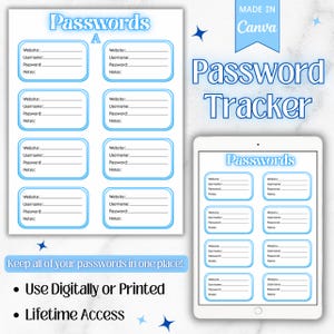 Password Tracker | Password Tracker Template | Password Organizer | Password Book | Digital Password Tracker | Password Sheet
