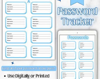 Password Tracker | Password Tracker Template | Password Organizer | Password Book | Digital Password Tracker | Password Sheet