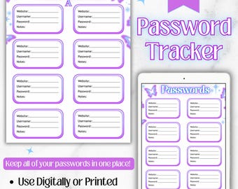 Password Tracker | Password Tracker Template | Password Organizer | Password Book | Digital Password Tracker | Password Sheet