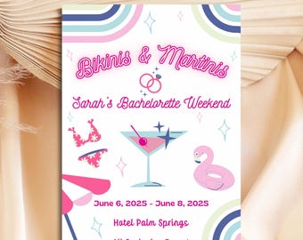 Bikinis And Martinis Bachelorette Party Invitation | Downloadable Bachelorette Party Invite | Bachelorette Party Printable Invitation