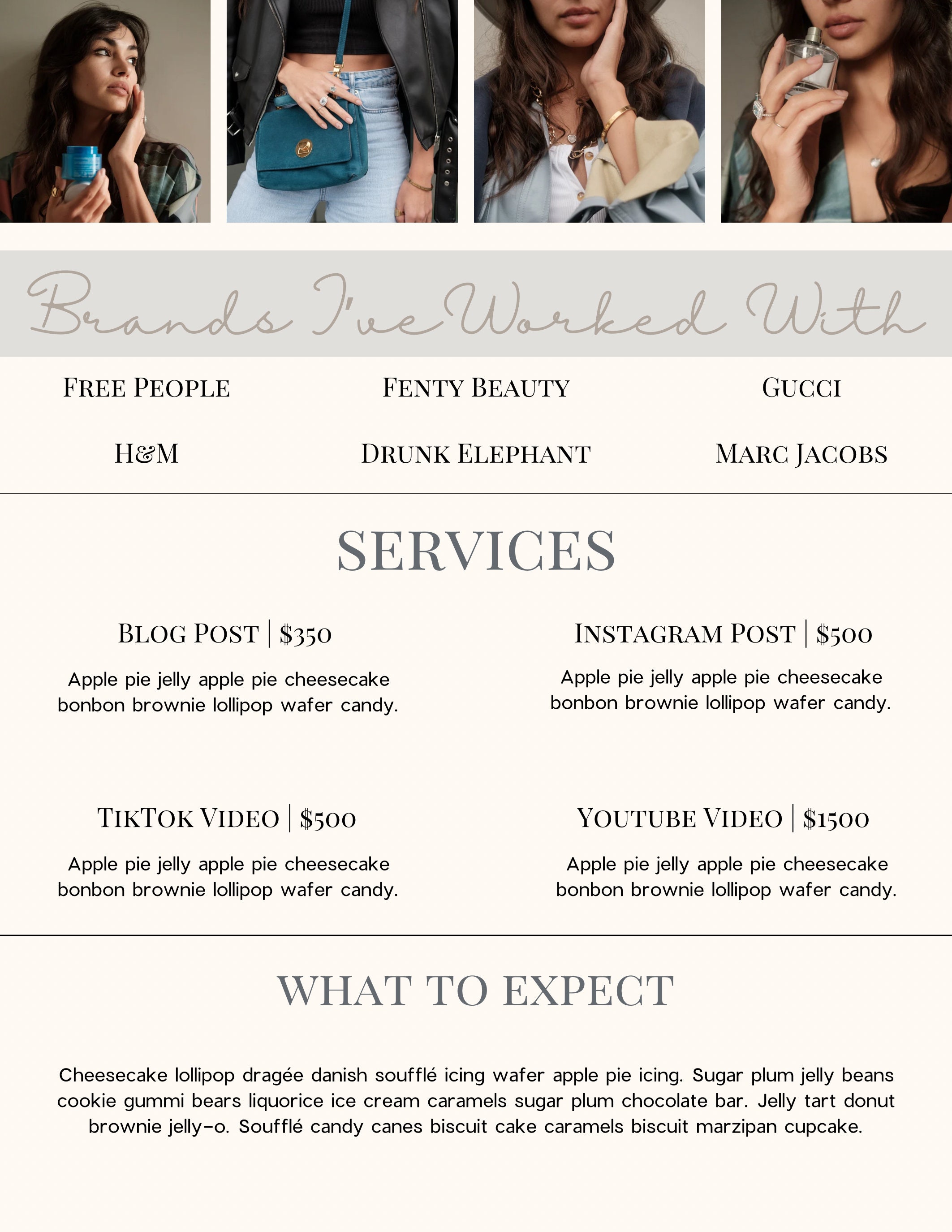Influencer Roster Sheet Media Kit Template | Influencer Media Kit Template | Social Media Kit ...