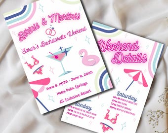 Bikinis And Martinis Bachelorette Party Invitation Template | Downloadable Bachelorette Party Invite | Bachelorette Printable Invitation