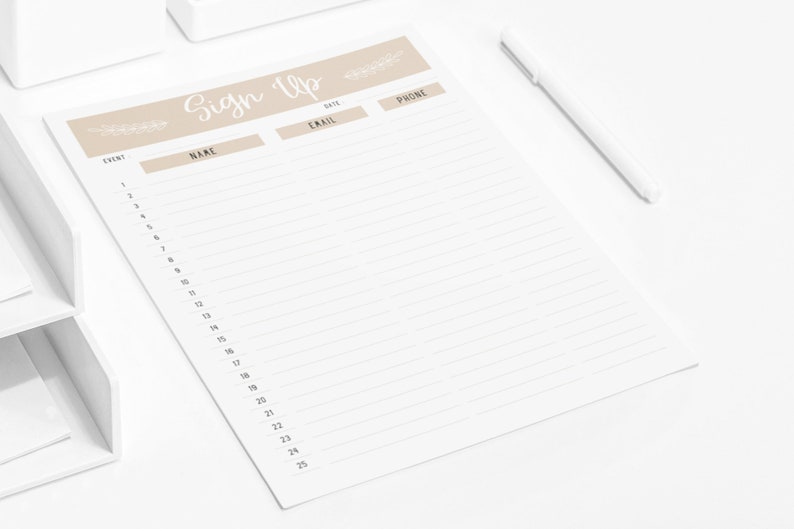 Editable Sign up Sheet. Sign up Sheet Template. Event Sign Up. Canva Template. PDF. Sign up
