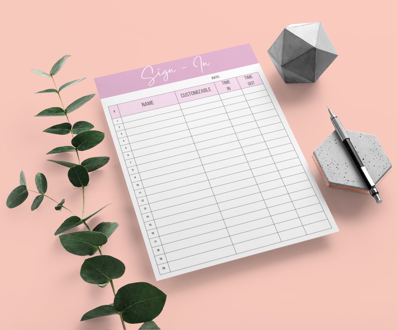 Editable Sign in Sheet, Instant Download, Sign in Sheet, Canva Template ...
