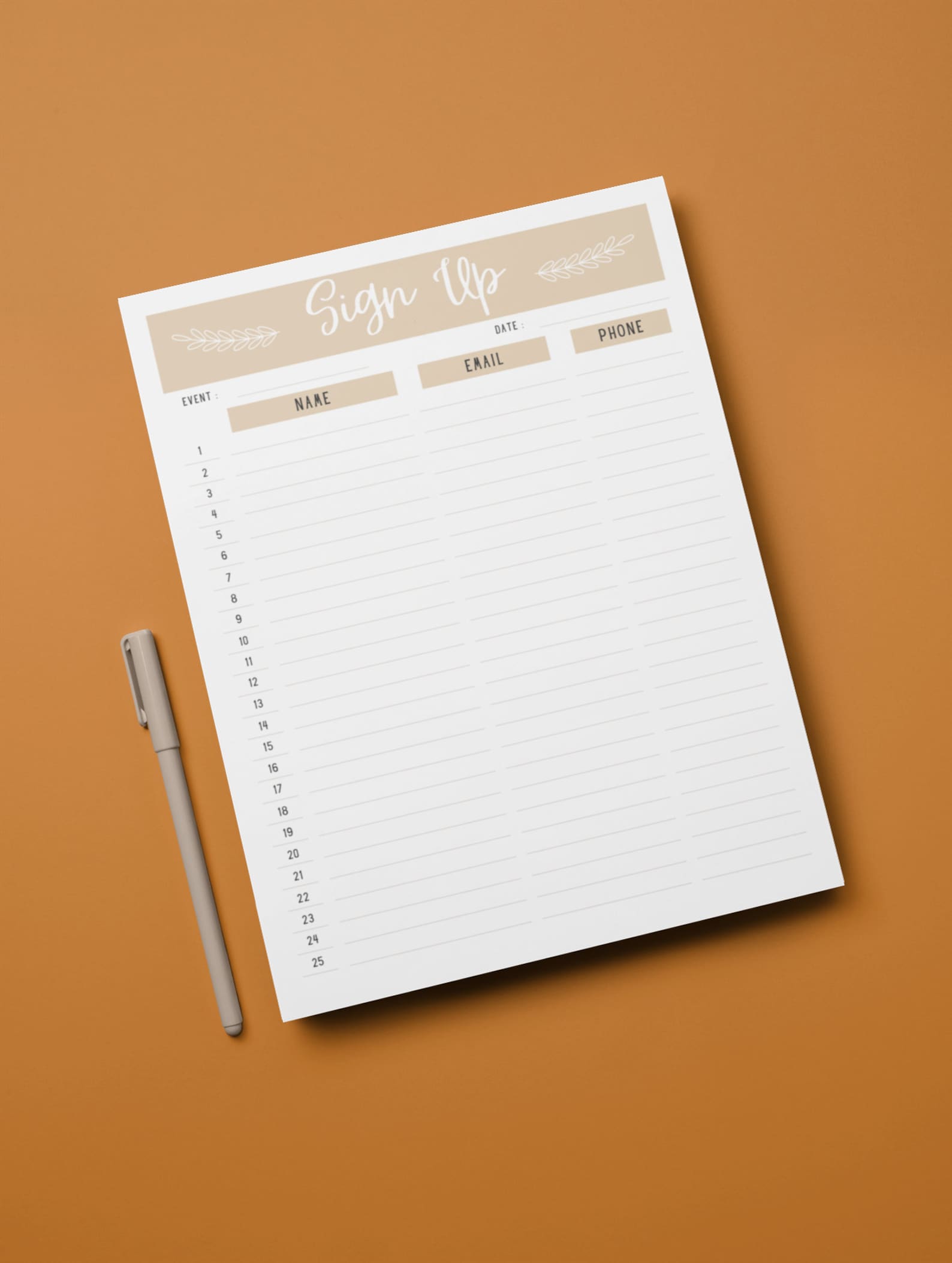 Editable Sign up Sheet. Sign up Sheet Template. Event Sign Up. Canva Template. PDF. Sign up