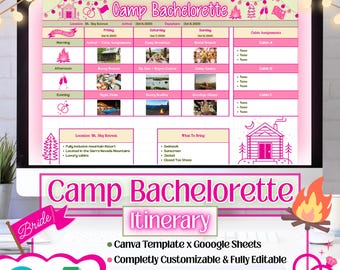Camp Bachelorette Itinerary | Camp Bach | Bachelorette Itinerary Template | Camp Bachelorette | Bachelorette Itinerary | Bachelorette Party