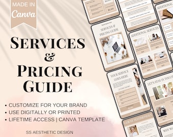 Price List Template | Services And Pricing Guide Template | Business Template | Rate Sheet | Price List | Client Services Template | Canva