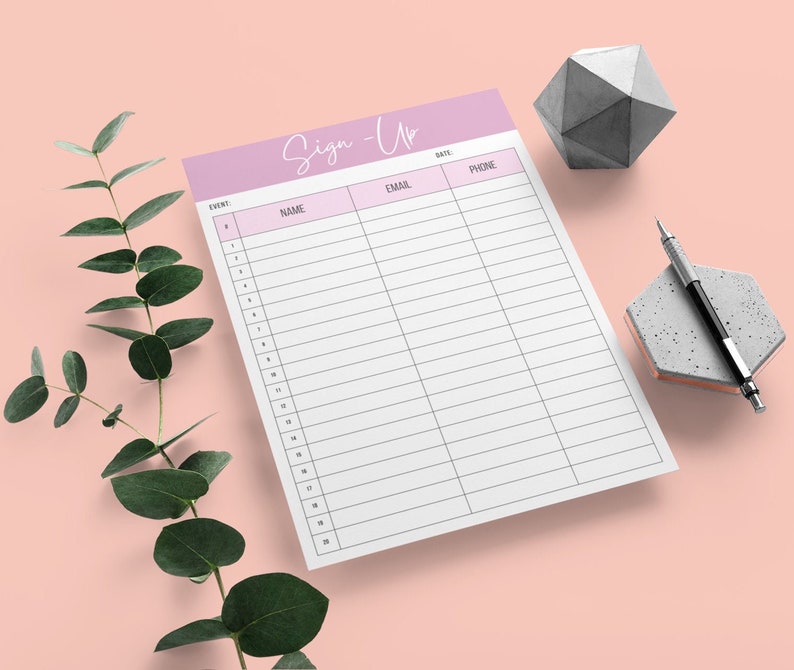 Editable Sign up Sheet. Sign up Sheet Template. Event Sign Up. Canva Template. PDF. Sign up