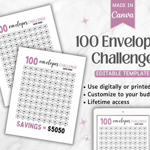 100 Envelope Challenge | Savings Challenge Printable | Saving Challenge | Saving Challenge Envelopes | Money Saving Challenge | 5000 Savings