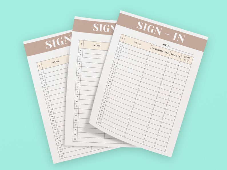 Editable Sign in Sheet Instant Download Sign in Sheet Canva Etsy Ireland