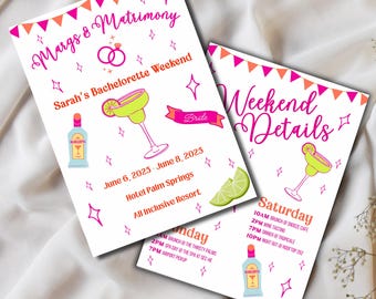 Margs And Matrimony Bachelorette Party Invitation | Downloadable Bachelorette Party Invite | Bachelorette Invitation And Itinerary