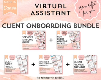 Virtual Assistant Client Onboarding Bundle | Client Welcome Packet | Client Contract | Price List Template | Invoice Template | Client Forms