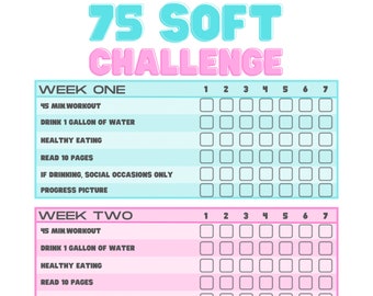 75 Soft Challenge Tracker | 75 Soft Challenge | 75 Soft Challenge Template | 75 Easy Challenge | Habit Tracker | Editable Template