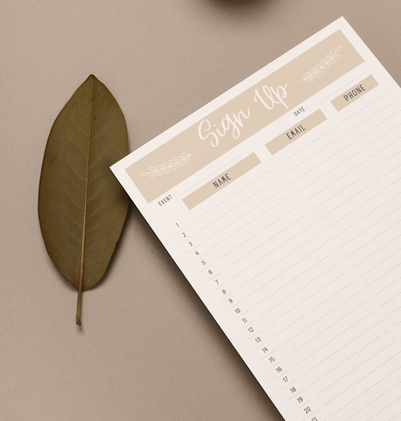 Editable Sign up Sheet. Sign up Sheet Template. Event Sign Up. Canva Template. PDF. Sign up